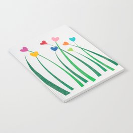Heart Flowers On Black and White Notebook