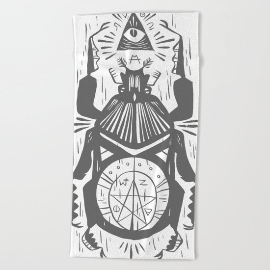 Magic beetle, all-seeing-eye Beach Towel