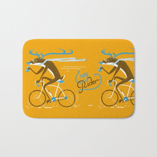Easy Rider // (cycling hipster deer) Bath Mat