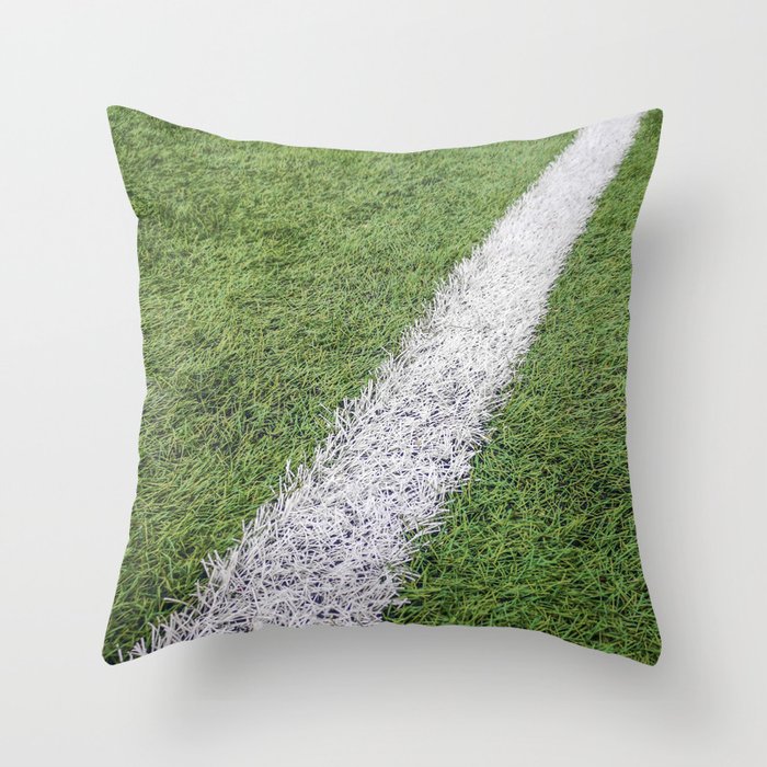 Sideline football field, Sideline chalk mark artificial grass soccer field Throw Pillow