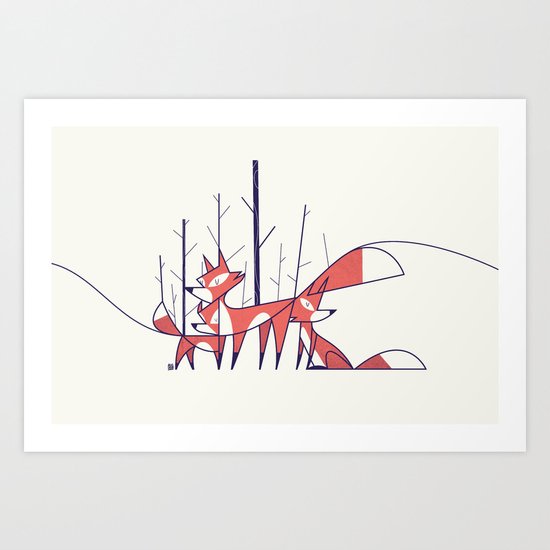 Foxes Art Print