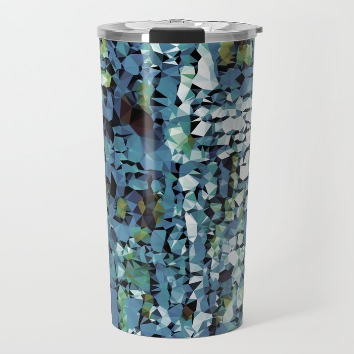 Blue Green Abstract Geometric Low Poly Modern Art Travel Mug