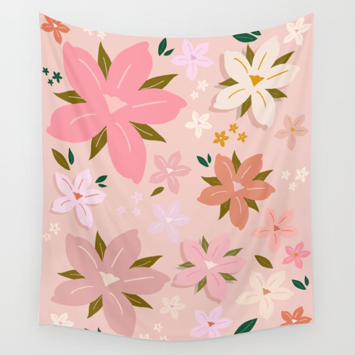 Pink flower tapestry best sale