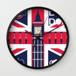 Vintage Union Jack UK Flag with London Decoration Wall Clock