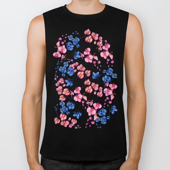 Orchids. Watercolor Biker Tank