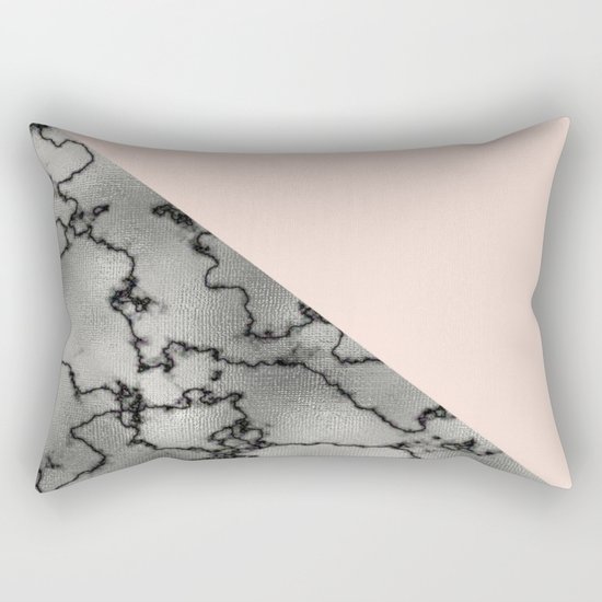 Peach and silver marble metallic Rectangular Pillow