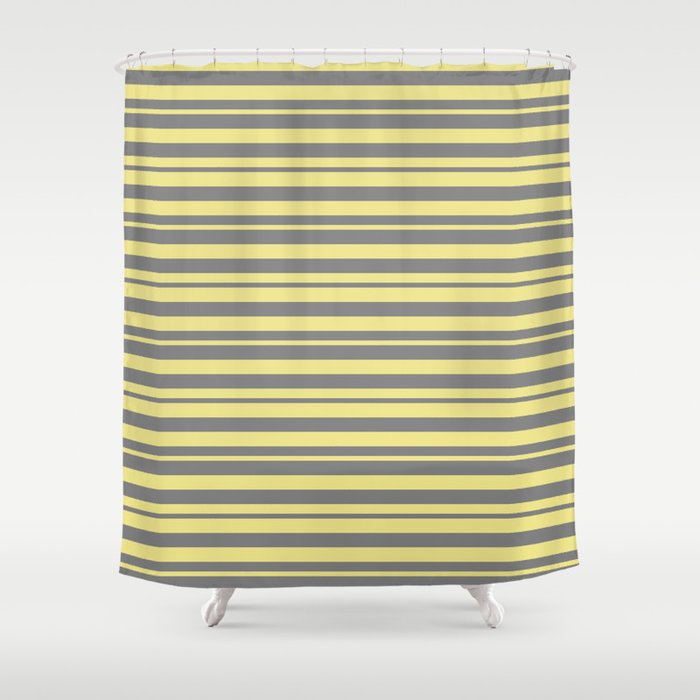 Tan & Gray Colored Lines/Stripes Pattern Shower Curtain