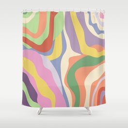 Retro Colorful Swirl Pattern Shower Curtain