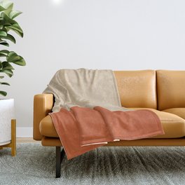 Minimalist Color Block Solid in Mid Mod Beige and Orange Throw Blanket
