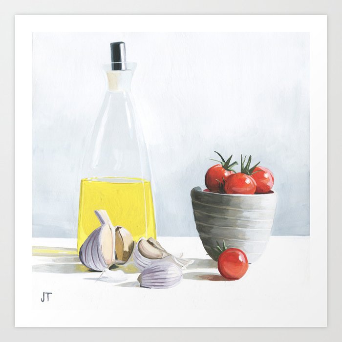 Olive Oil and Tomatoes Art Print