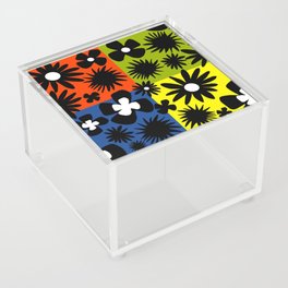 Modern Pop Art Wild Flowers Black Colorful Acrylic Box