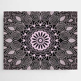 Elegant Black and Pink Mandala Jigsaw Puzzle