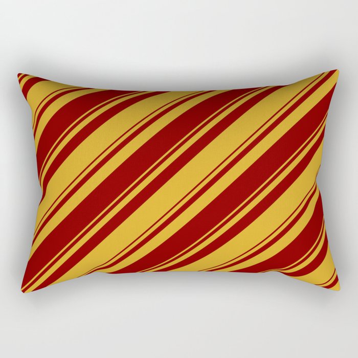 Goldenrod & Maroon Colored Lines/Stripes Pattern Rectangular Pillow