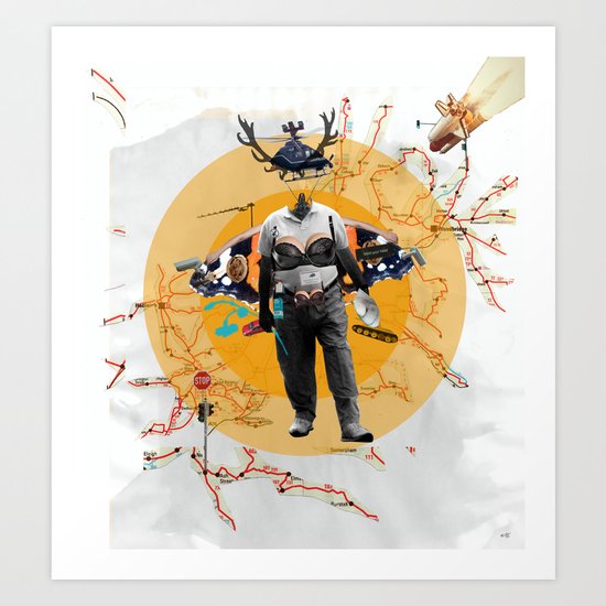 Man without head collage Art Print