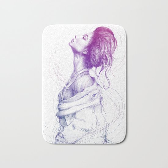 Beautiful Woman Lady Portrait Fashion Art Bath Mat