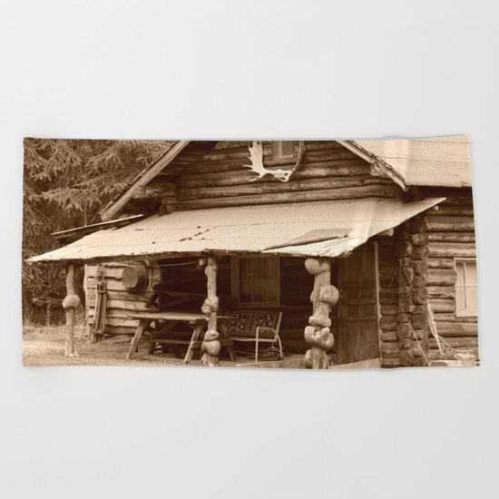 Old Log Cabin Beach Towel