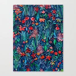 Tropical Ink - a watercolor garden Canvas Print