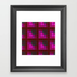 Pink Red and Green Velvet Squares Pattern Framed Art Print