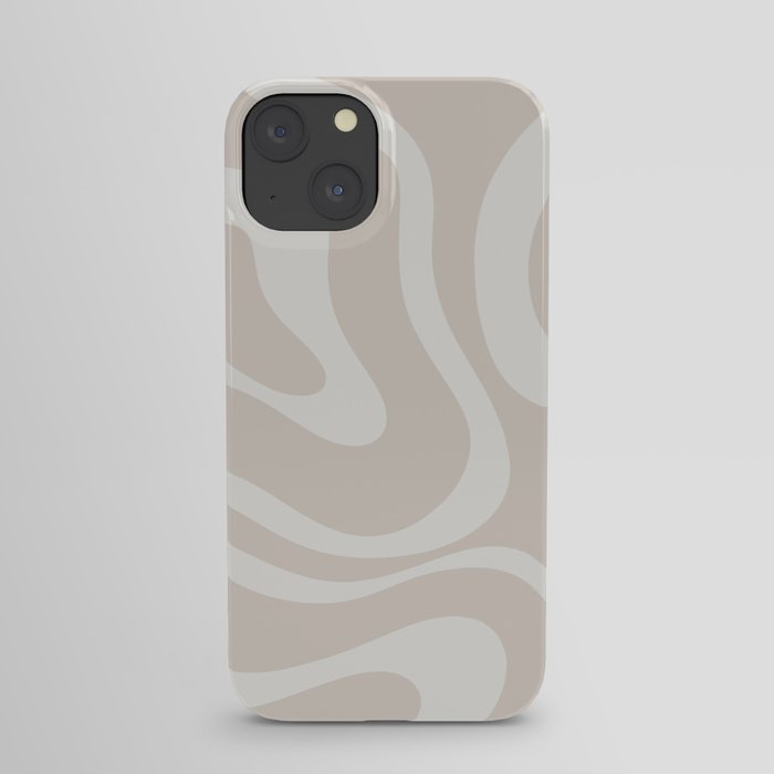Modern Liquid Swirl Abstract Pattern in Neutral Light Beige Tones iPhone Case