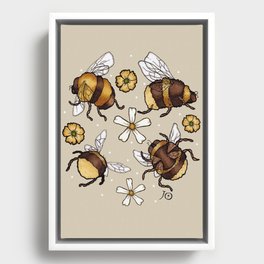 Bee Wreath (on oatmeal) Framed Canvas