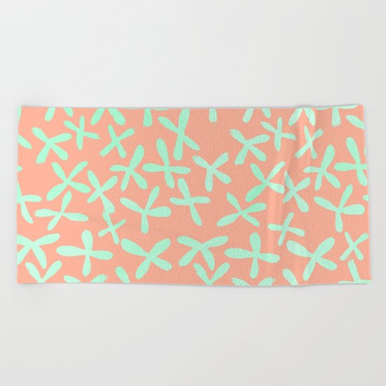 Sweet Life Firefly Peach Coral + Mint Meringue Beach Towel