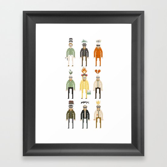 Walter White Pixelart Transformation- Breaking Bad Framed Art Print