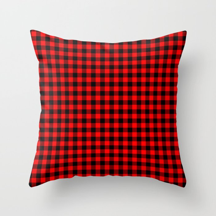 Mini Red and Black Coutry Buffalo Plaid Check Throw Pillow