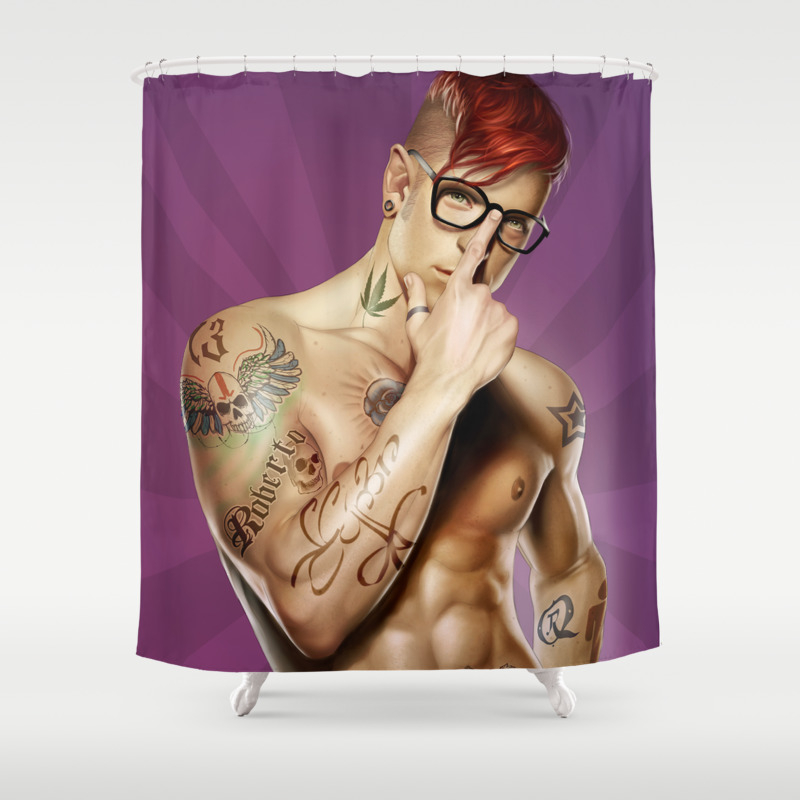 Red Hair Tattuated Guy Shower Curtain By Robertoquintero Society6