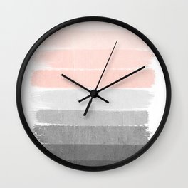 Color story millennial pink and grey transition brushstrokes modern canvas art decor dorm college Wall Clock