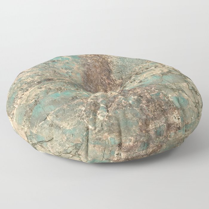 Turquoise and Fawn Brown Marble Floor Pillow