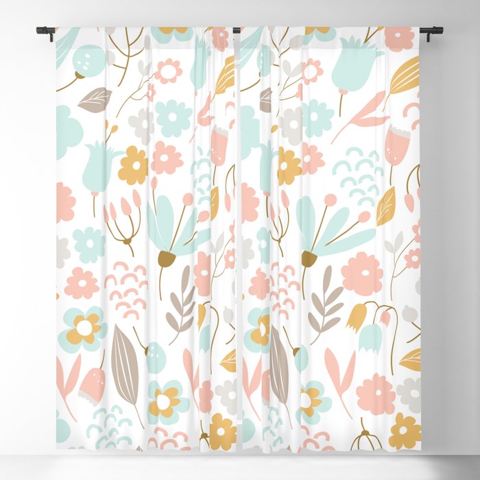 Seamless pastel floral pattern Blackout Curtain