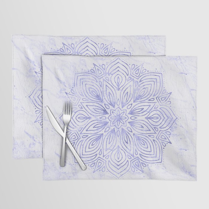 Very Peri 2022 Color Of The Year Violet Periwinkle Mandala Marble Placemat