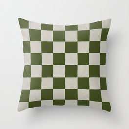checkerboard hand-painted-olive Throw Pillow