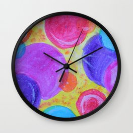Colorful bubbles -  abstract pattern acrylic painting Wall Clock