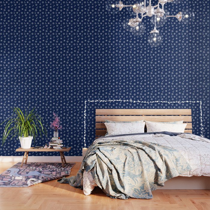 Navy Blue Nautical Pattern Wallpaper By Newburydesigns