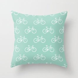 bicycles textured - teal Throw Pillow