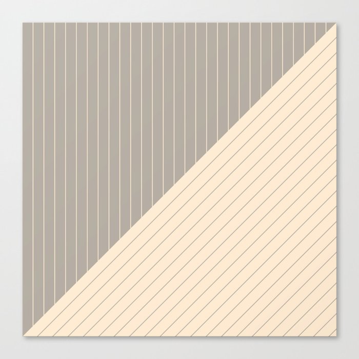 Elegant Pinstripes and Triangles Beige Gray Grey Canvas Print