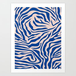 Zebra Print Zebra Stripes Wild Animal Print Blue Zebra Pattern Modern Art Print