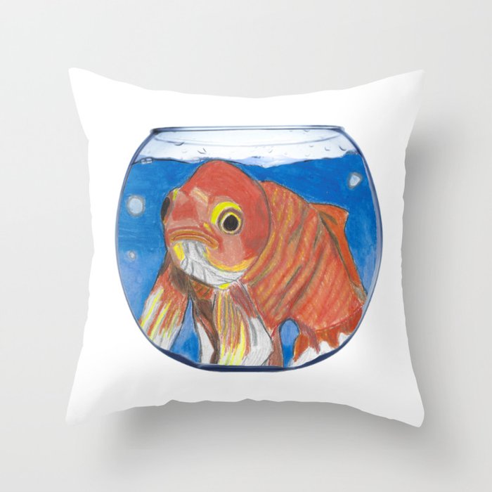 Gertrude the Goldfish in a Fishbowl  Throw Pillow