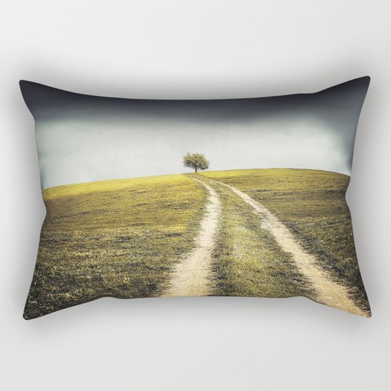 Grey sky Green tree 4 Rectangular Pillow