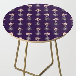 Floral Mosaic Fire Lily Botanical Pattern on Midnight Purple Side Table