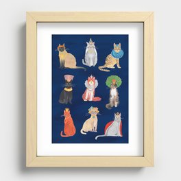 Cat Queens (Blue) Recessed Framed Print