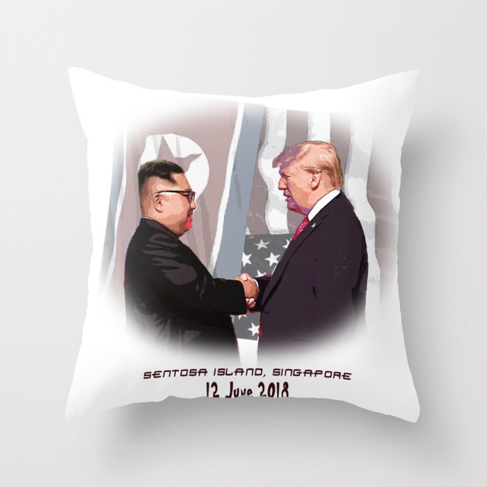 Trump Kim Summit Throw Pillow