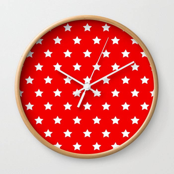 Red & White Stars Wall Clock