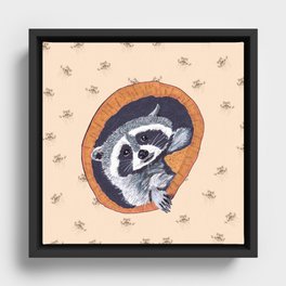 Peeking Raccoons# 1 - Warm Brown Pallet Framed Canvas