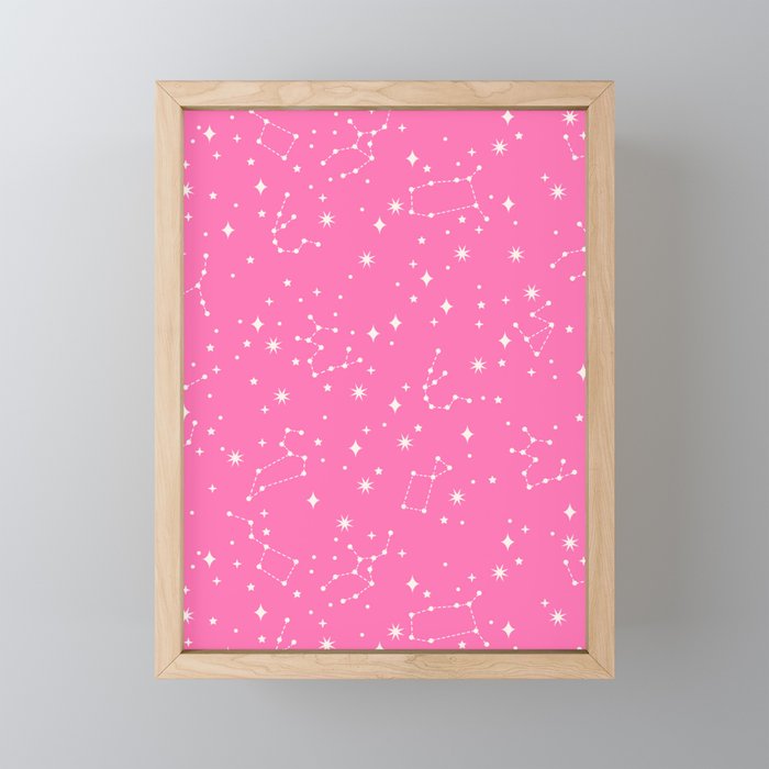 Hot Pink Constellations Framed Mini Art Print