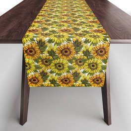 Lovely Nature _ Sunflower Seamless Pattern  Table Runner