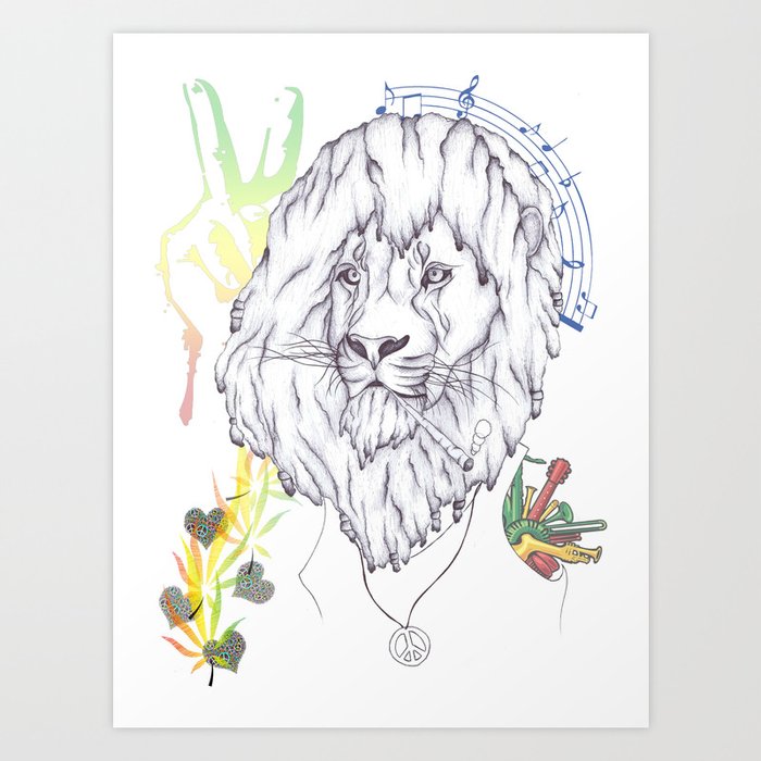 Rasta Lion Art Print