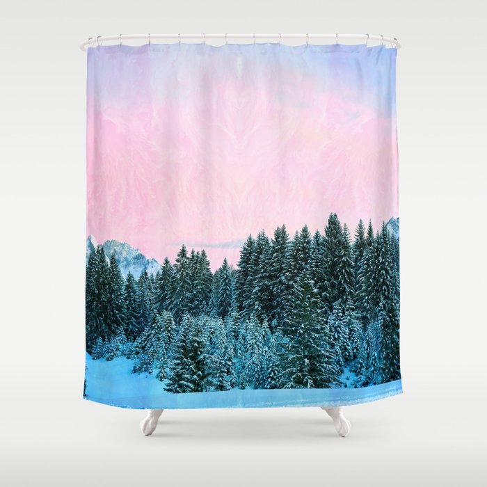 winter forest art altered landscape photography Shower Curtain