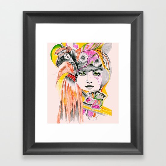 Pink Leaves Framed Art Print